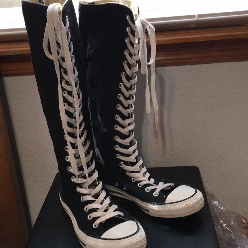 Knee high lace up Converse